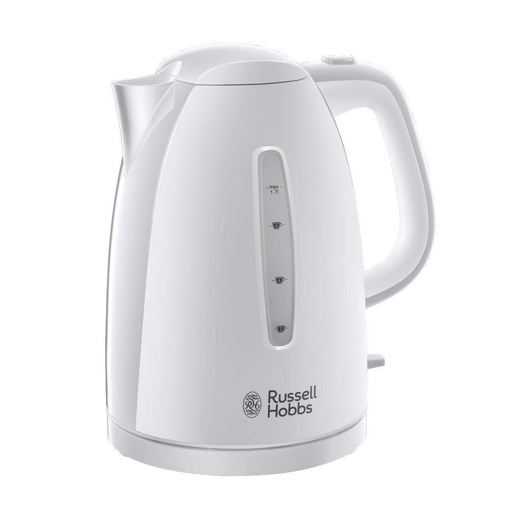 Russell Hobbs Textures Electric 1.7L Cordless Kettle (Fast Boil 3KW, Black Premium Plastic, matt & high Gloss Finish, Removable Washable Anti-Scale Filter, Push to Open lid, Perfect Pour spout) 21271