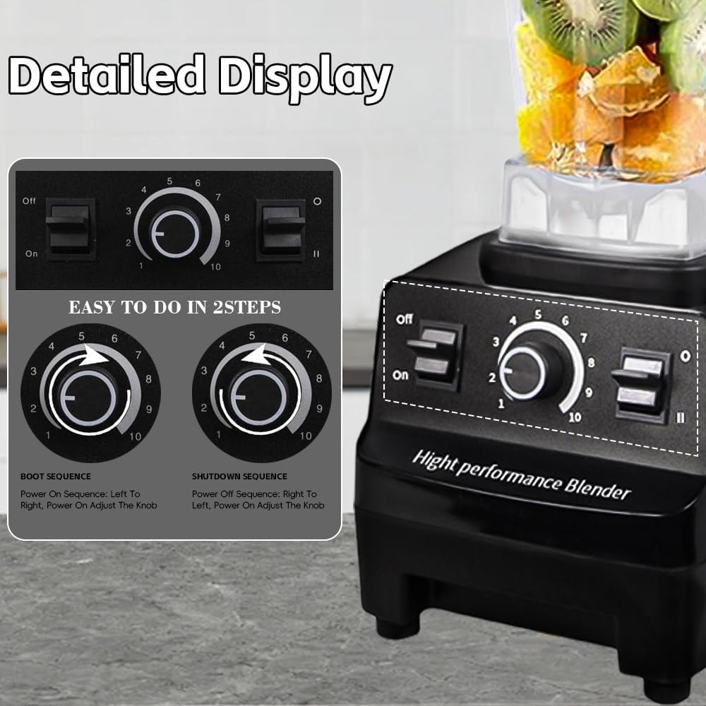 2-in-1 High-Speed Blender,3200W,10 Speed Settings, 2L Capacity, Perfect for Smoothies, Milkshakes, Crushing Ice and Vegetables