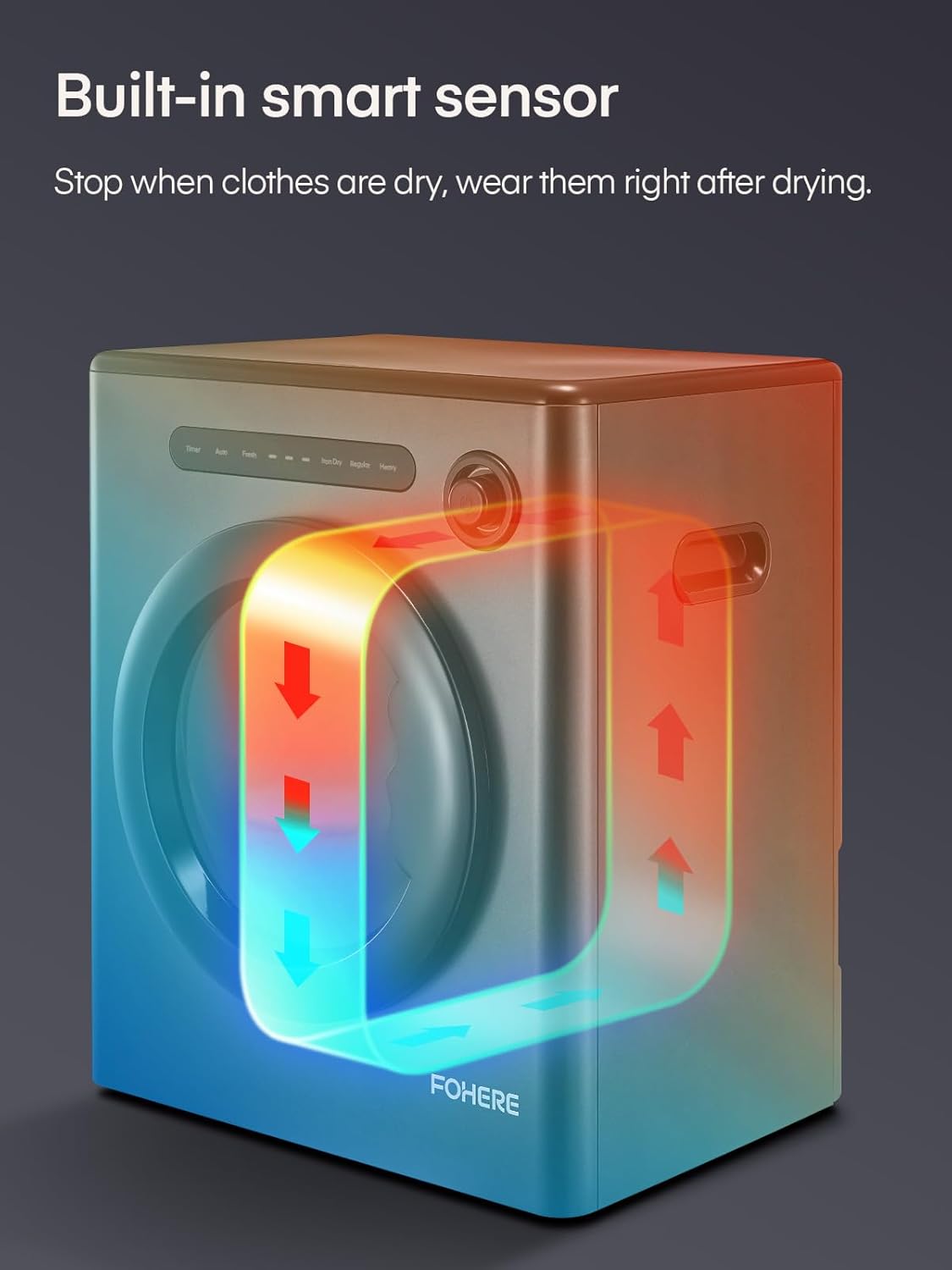 4KG Vented Tumble Dryer, FOHERE 1200W Compact Vented Tumble Dryer, 6 Auto Drying Mode, Smart Drying, Double Temperature Control Protection, for Apartment, Home, Dorm, RVs, Black