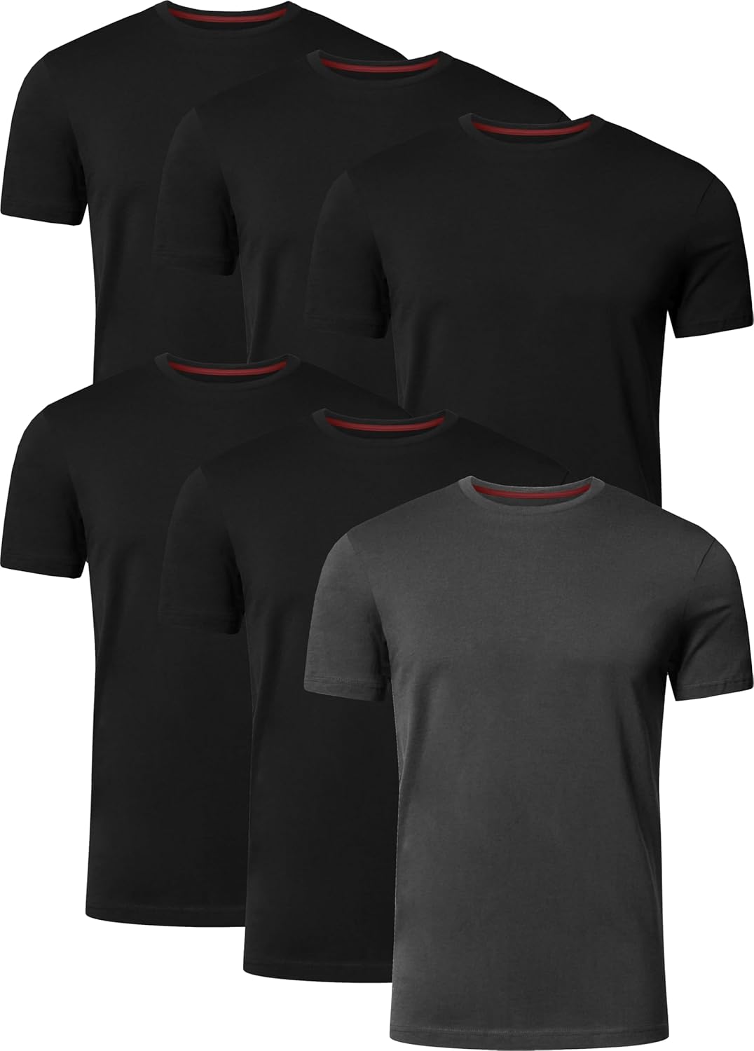 Mens T-Shirt Pack of 6 Crew Neck Tshirt