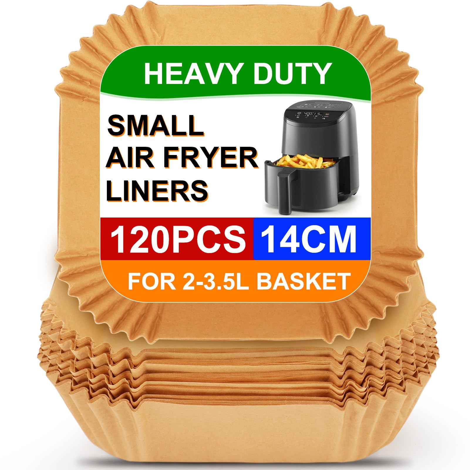 BYKITCHEN Air Fryer Parchment Paper Liner, 50PCS Square Air Fryer Liners Disposable, Greaseproof Paper, Compatible with COSORI, Ninja, Tefal, Russell Hobbs Fryers (Unbleached)