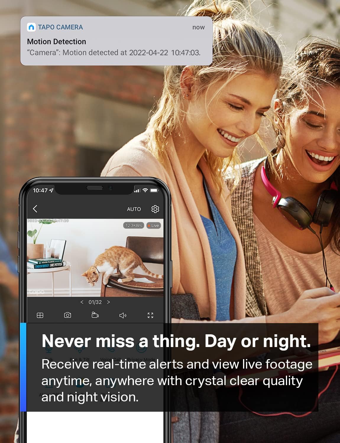 Tapo TP-Link 1080P Indoor Security Camera for Baby Monitor, Dog Camera w/Motion Detection, 2-Way Audio Siren, Night Vision, Cloud & SD Card Storage, Works w/Alexa & Google Home C100