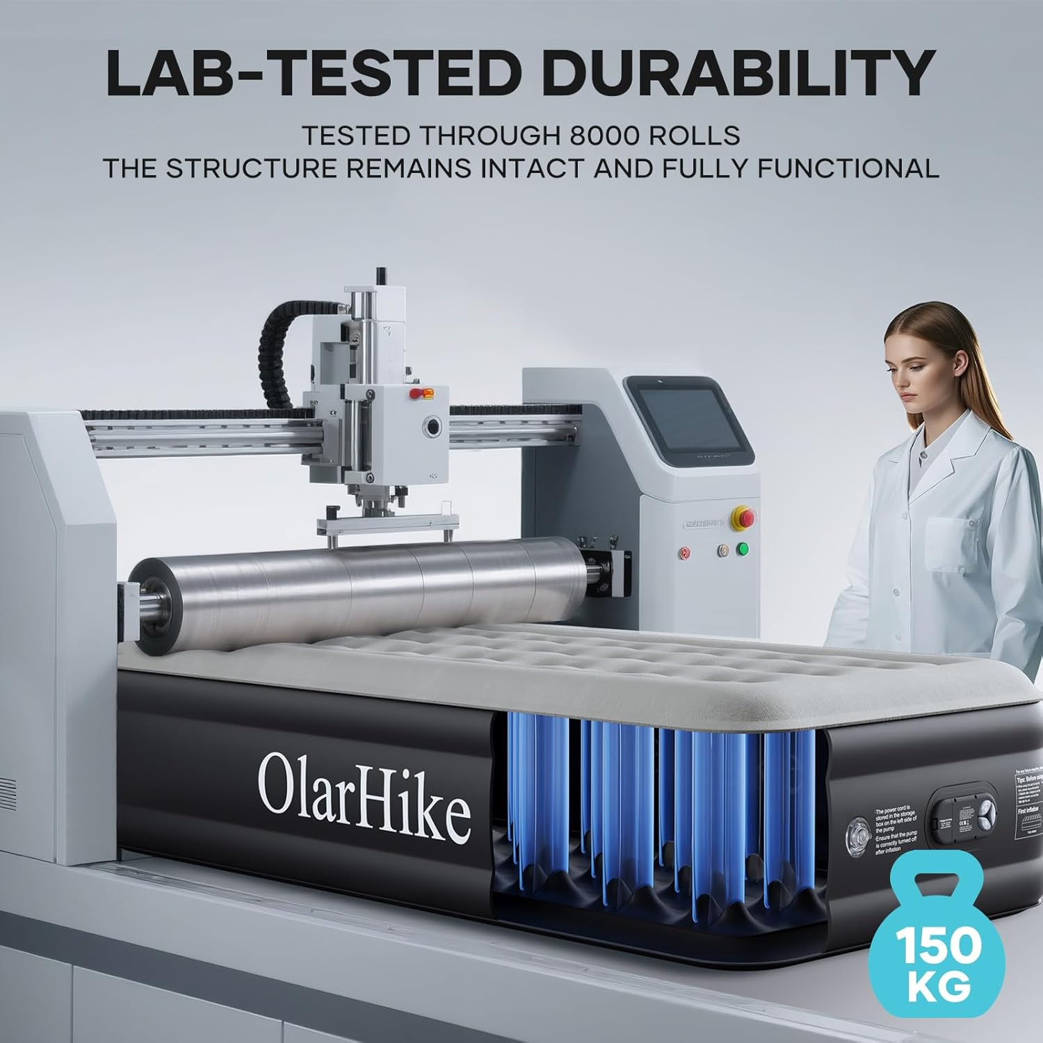 OlarHike Single Airbed, Inflatable Air Mattress with Built-in Pump, Blow Up Bed, Self Inflating Folding Guest Air bed with Flocked Surface For Camping & Home Use, 190cm L x 90cm W x 46cm H(Black)