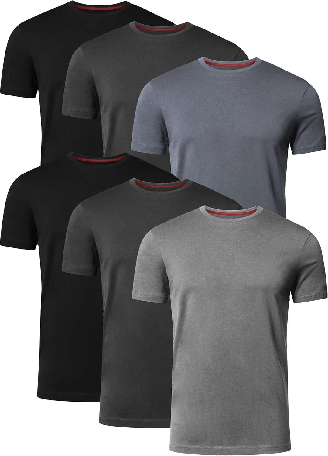 Mens T-Shirt Pack of 6 Crew Neck Tshirt