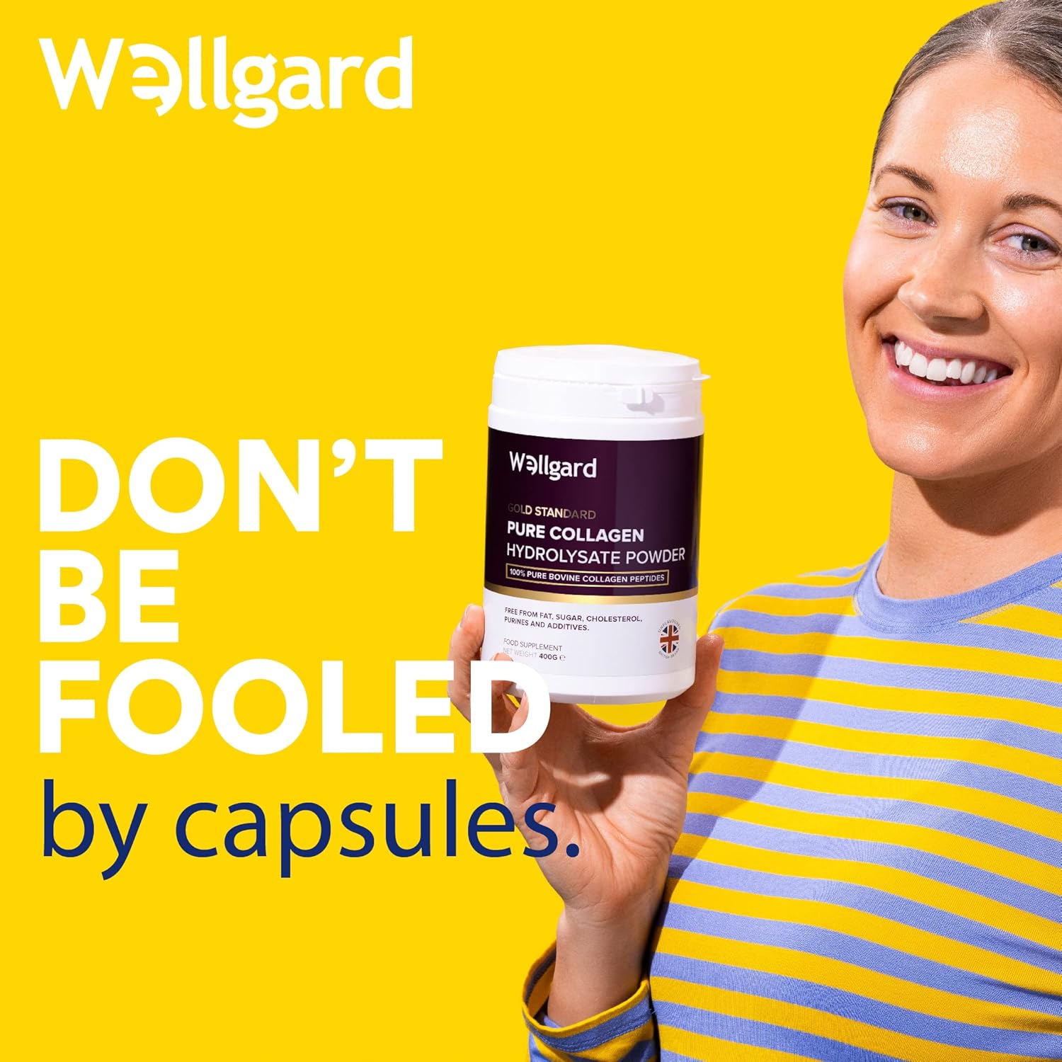 Collagen Powder, Gold Standard Bovine Collagen Peptides Powder by Wellgard - High Levels of The 8 Essential Amino Acids, Collagen Supplements, Halal & Kosher, Made in UK