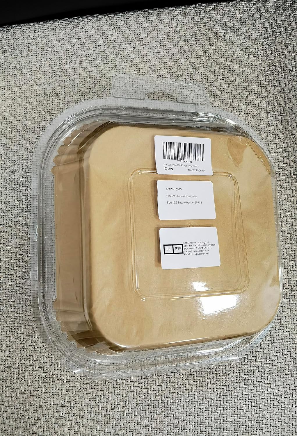 BYKITCHEN Air Fryer Parchment Paper Liner, 50PCS Square Air Fryer Liners Disposable, Greaseproof Paper, Compatible with COSORI, Ninja, Tefal, Russell Hobbs Fryers (Unbleached)