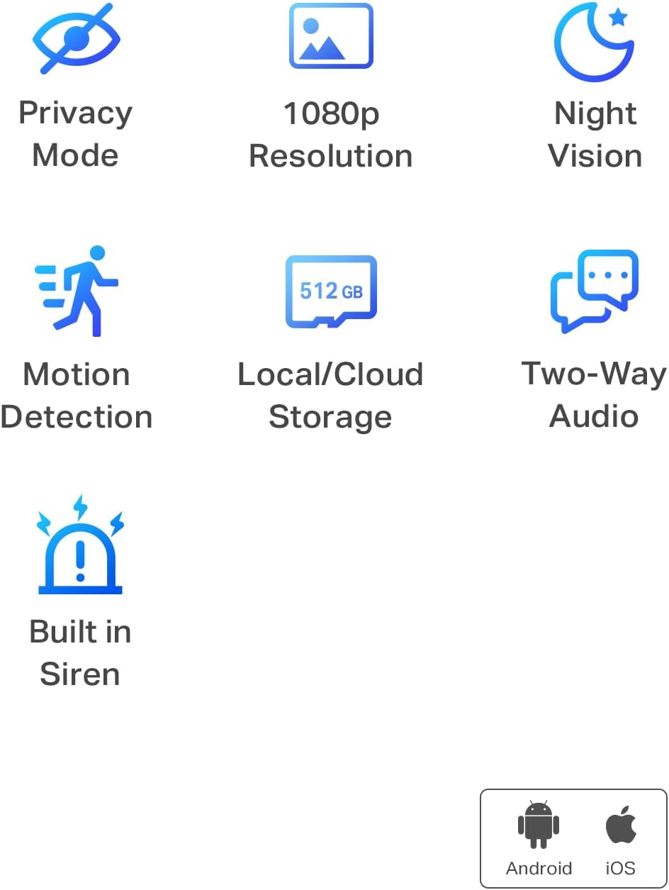 Tapo TP-Link 1080P Indoor Security Camera for Baby Monitor, Dog Camera w/Motion Detection, 2-Way Audio Siren, Night Vision, Cloud & SD Card Storage, Works w/Alexa & Google Home C100