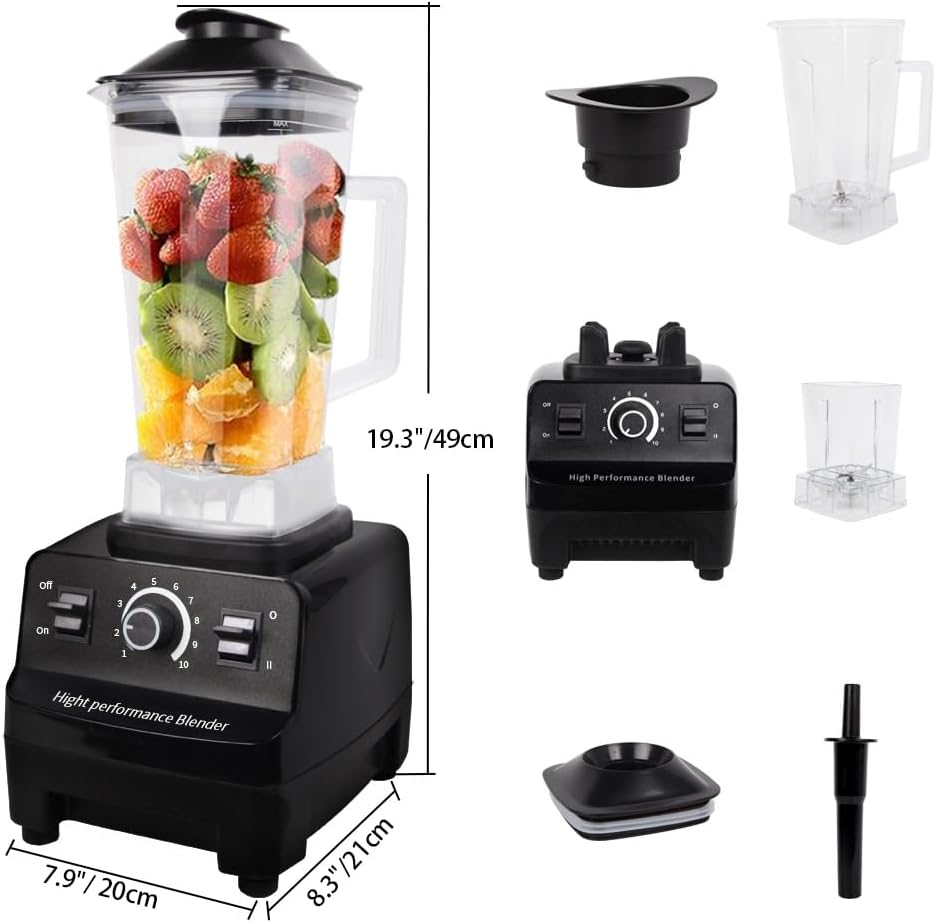 2-in-1 High-Speed Blender,3200W,10 Speed Settings, 2L Capacity, Perfect for Smoothies, Milkshakes, Crushing Ice and Vegetables
