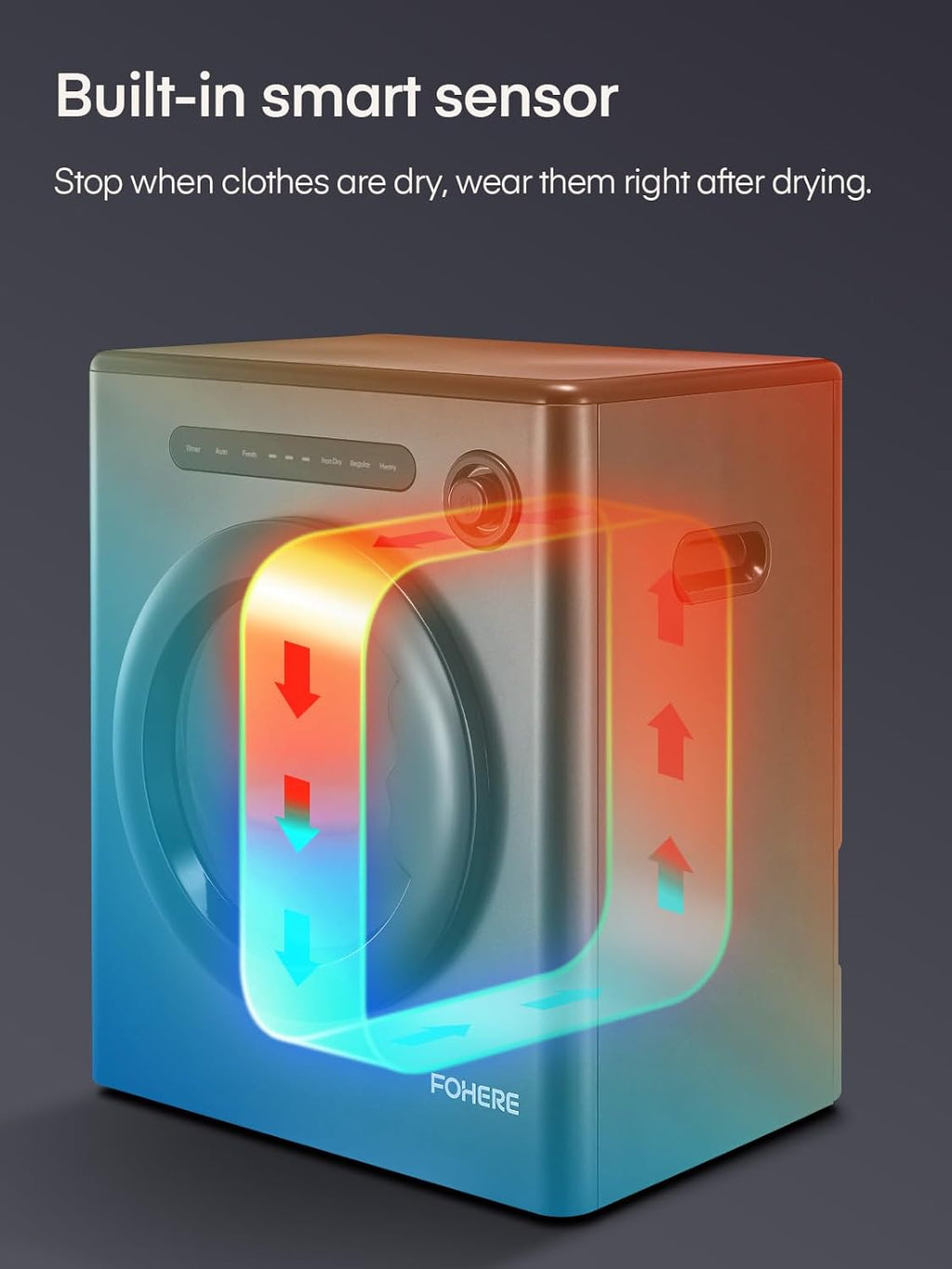 4KG Vented Tumble Dryer, FOHERE 1200W Compact Vented Tumble Dryer, 6 Auto Drying Mode, Smart Drying, Double Temperature Control Protection, for Apartment, Home, Dorm, RVs, Black