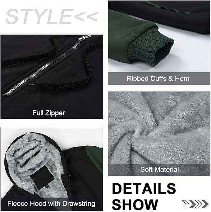Men's Hoodies Full Zip Fleece Jacket