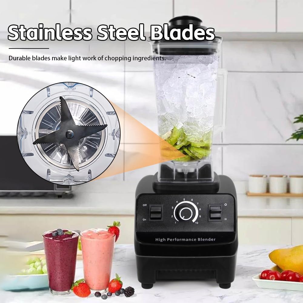 2-in-1 High-Speed Blender,3200W,10 Speed Settings, 2L Capacity, Perfect for Smoothies, Milkshakes, Crushing Ice and Vegetables