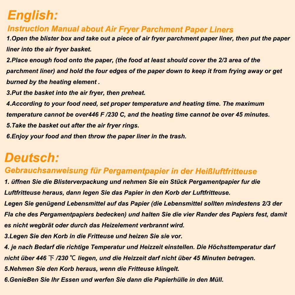 BYKITCHEN Air Fryer Parchment Paper Liner, 50PCS Square Air Fryer Liners Disposable, Greaseproof Paper, Compatible with COSORI, Ninja, Tefal, Russell Hobbs Fryers (Unbleached)