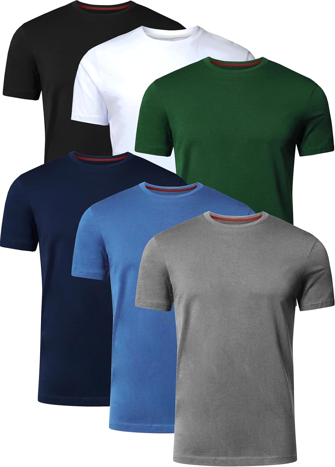 Mens T-Shirt Pack of 6 Crew Neck Tshirt