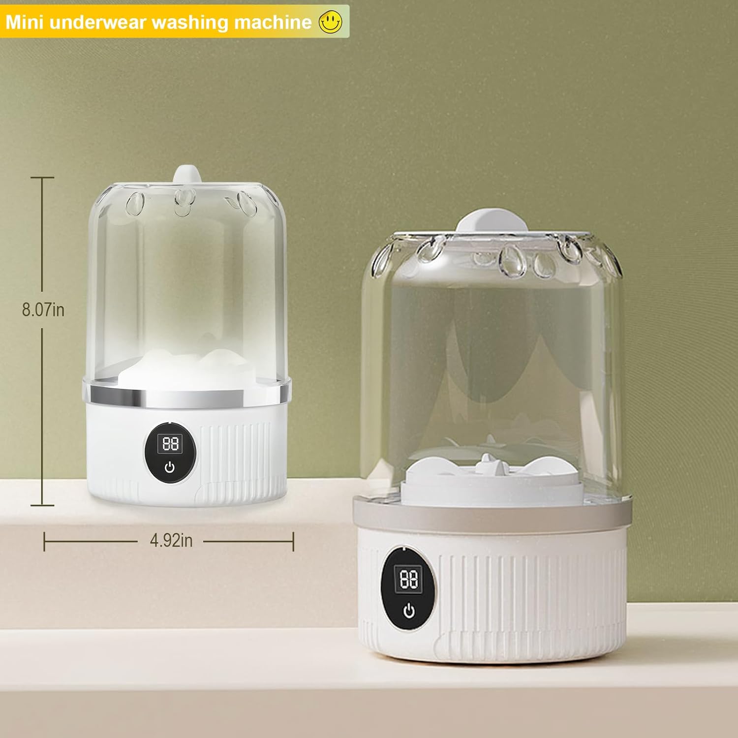 Portable Washing Machine, Underwear Washer, Small Washing Machines, Mini Washing Rechargeable Cordless Washing-Machine, Laundry Cup for Bra, Underwear, Socks (1.2 L capacity)