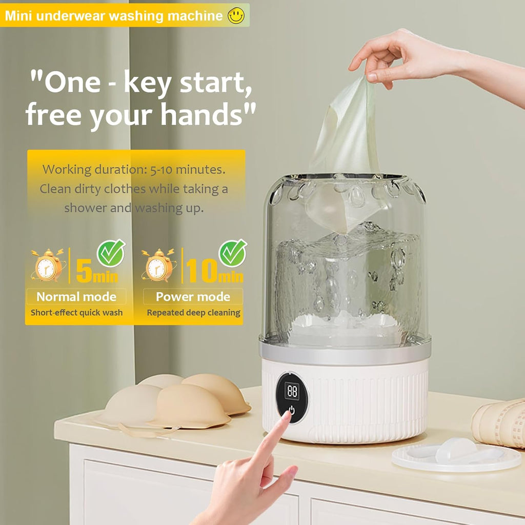 Portable Washing Machine, Underwear Washer, Small Washing Machines, Mini Washing Rechargeable Cordless Washing-Machine, Laundry Cup for Bra, Underwear, Socks (1.2 L capacity)