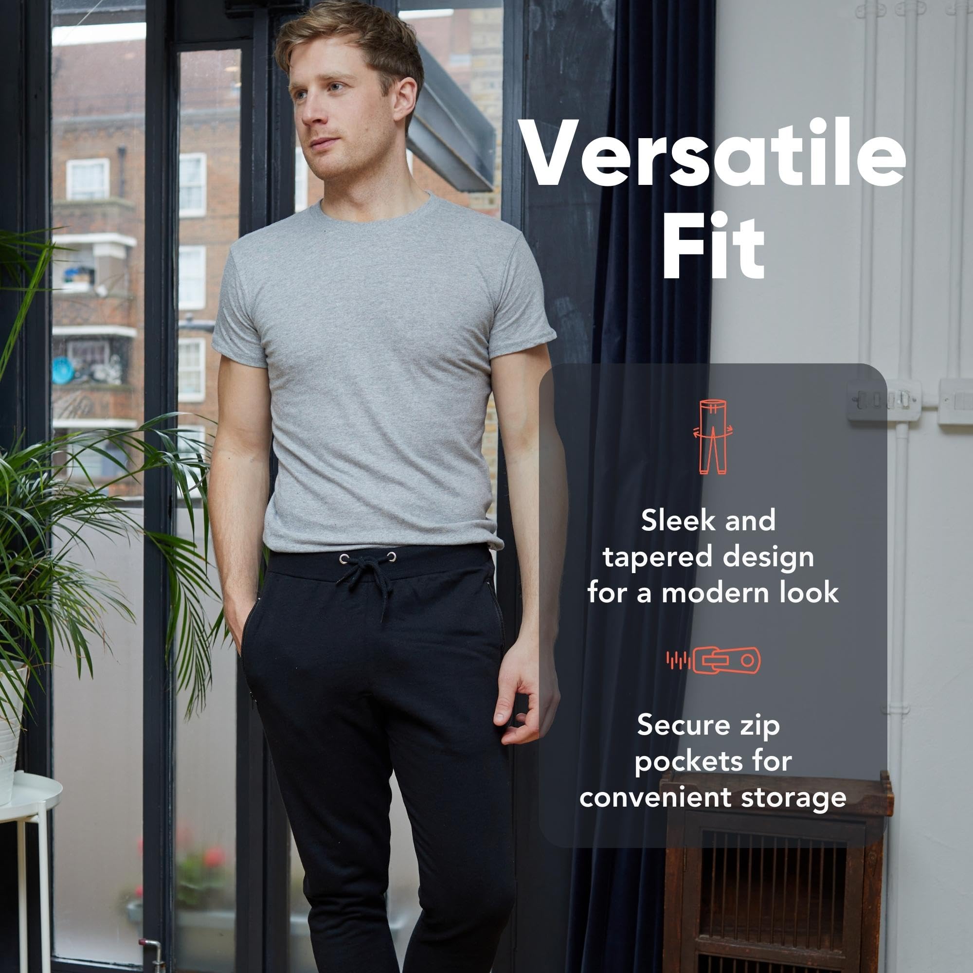 Slim Fit Joggers for Men - Mens Joggers with Zip Pockets