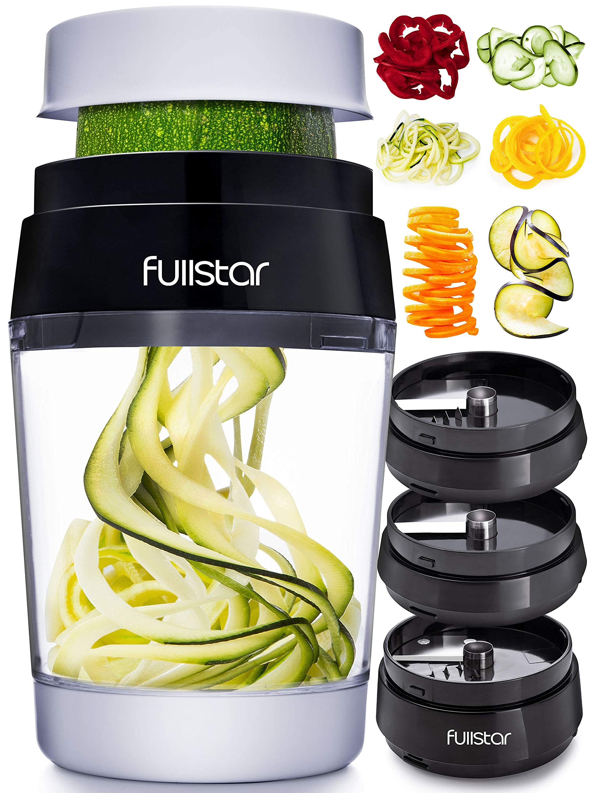 Spiralizer for Vegetables - Vegetable Slicer - Zucchini Courgette Spiralizer Zoodles Noodles Spaghetti Maker - Veggie Veg Carrot Cucumber Slicer Spiral Cutter - Kitchen Tools & Gadgets (4-in-1)