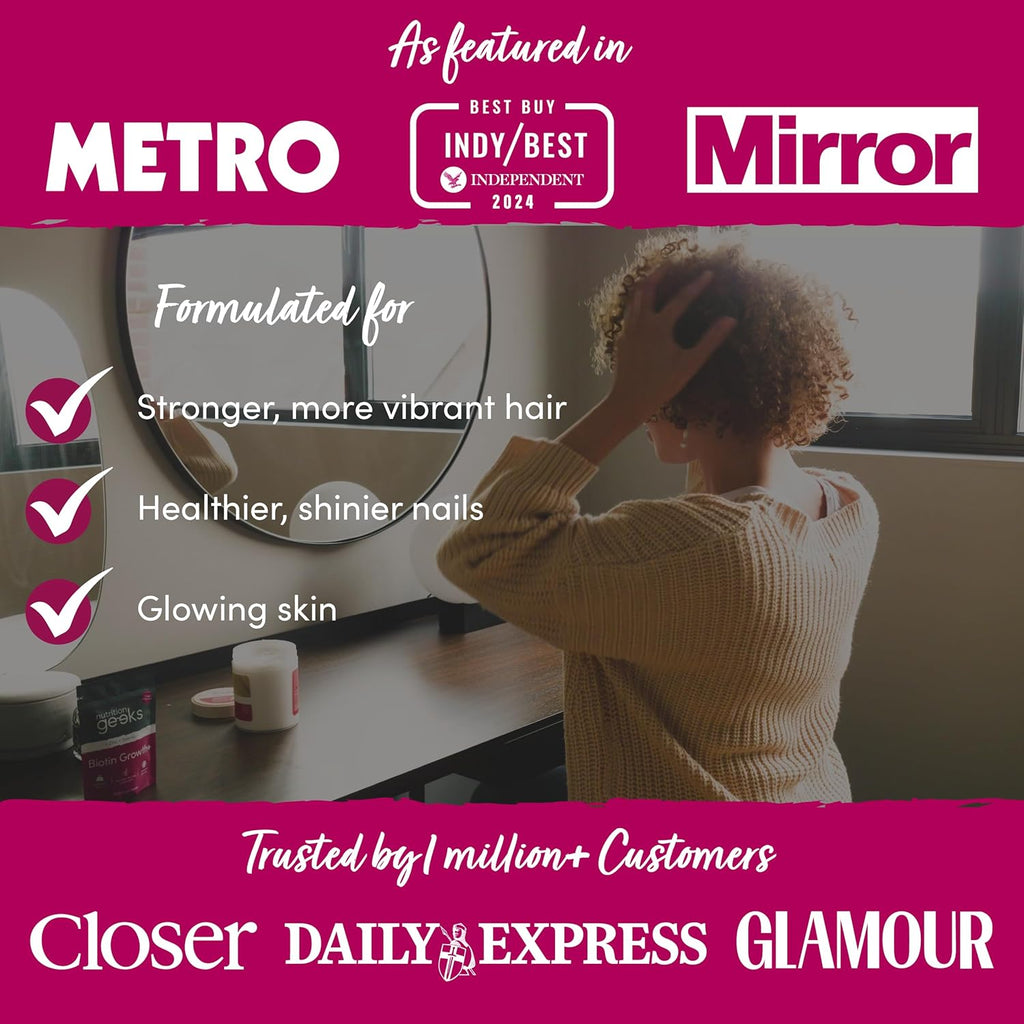 Biotin Hair Growth Supplement - 180 Vegan Tablets Enhanced with Zinc & Selenium, Hair Vitamins Complex - Biotin 10000 mcg - Hair Skin and Nails Vitamins for Women & Men UK (Packaging Design May Vary)