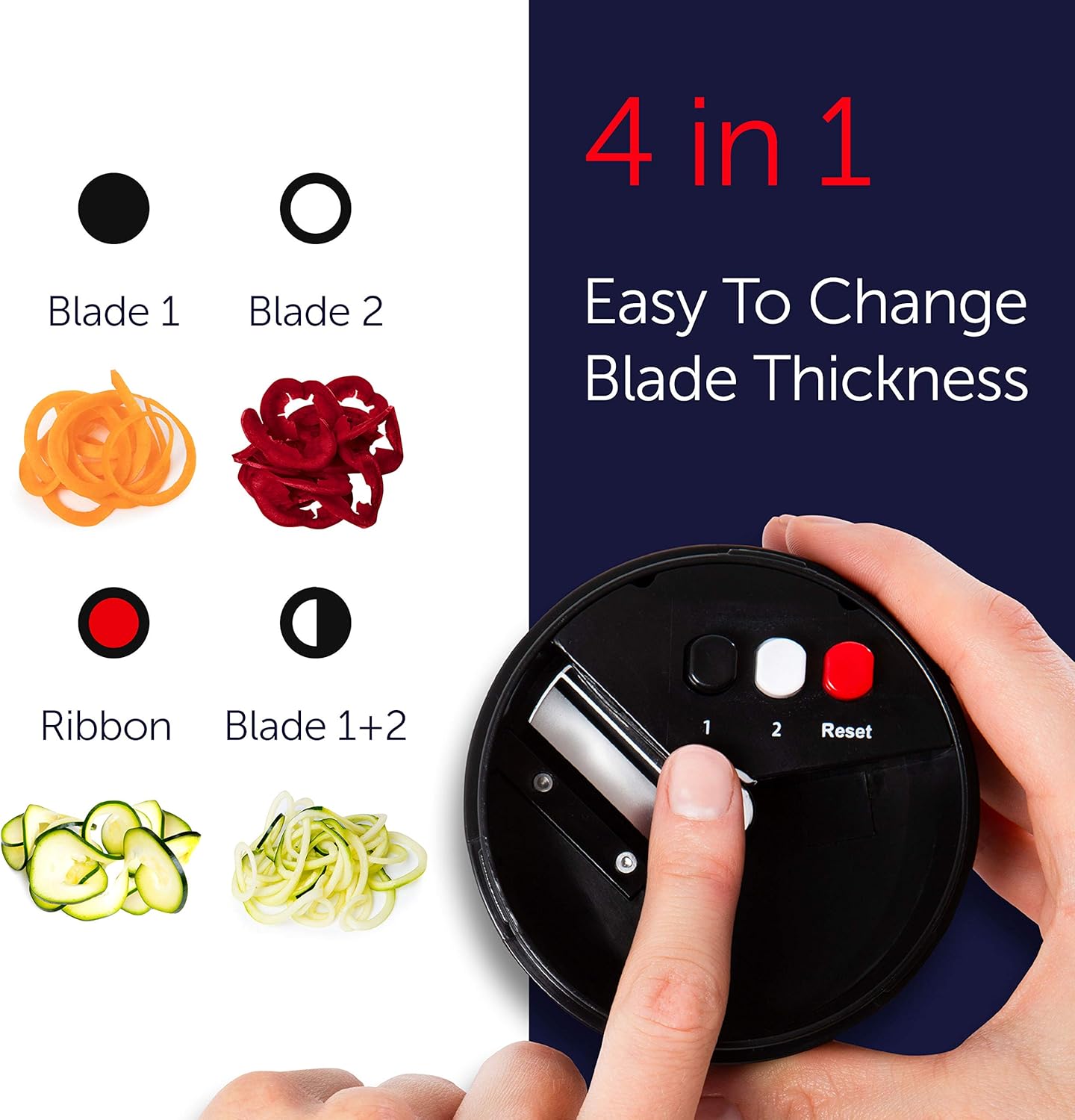 Spiralizer for Vegetables - Vegetable Slicer - Zucchini Courgette Spiralizer Zoodles Noodles Spaghetti Maker - Veggie Veg Carrot Cucumber Slicer Spiral Cutter - Kitchen Tools & Gadgets (4-in-1)