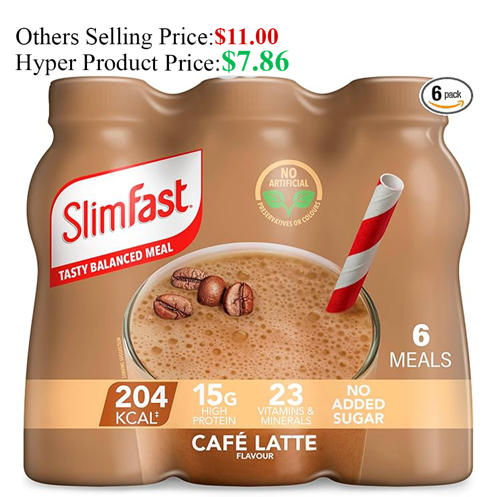 SlimFast Ready To Drink Cafe Latte Shake, 6 x 325ml